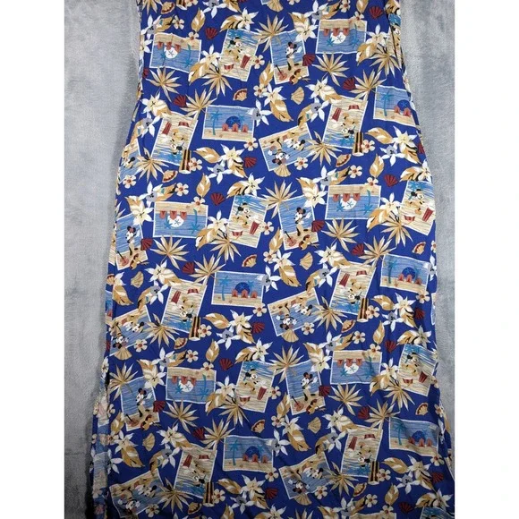 Disney Store Mickey & Minnie Mouse Tropical Aloha Blue Floral Maxi Dress Large - Picture 2 of 11